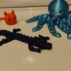 Blue Octopus and Black Dragon Kids Toy Set 3d Printed